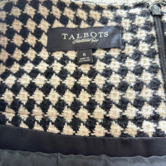 Talbots Pencil Skirt Tweed Wool Blend Lined Size 6 Black White Diamond Classic - Picture 6 of 9